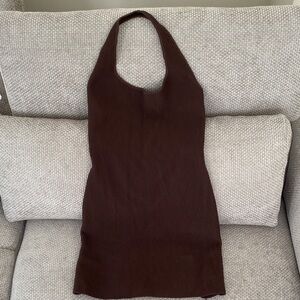 Babaton Chocolate Ribbed Knit Top